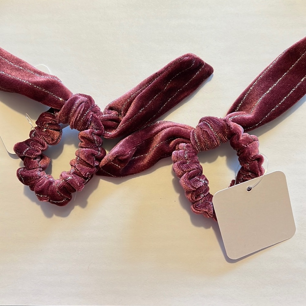Hair scrunchies. NWT. Purple with silver.